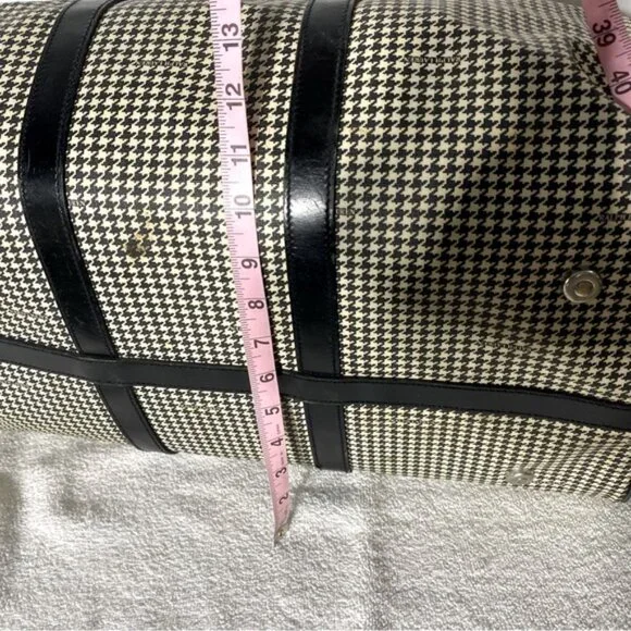 SOLD-Vintage Polo Ralph Lauren Houndstooth Coated Canvas Leather Duffle Bag RARE - Picture 15 of 16